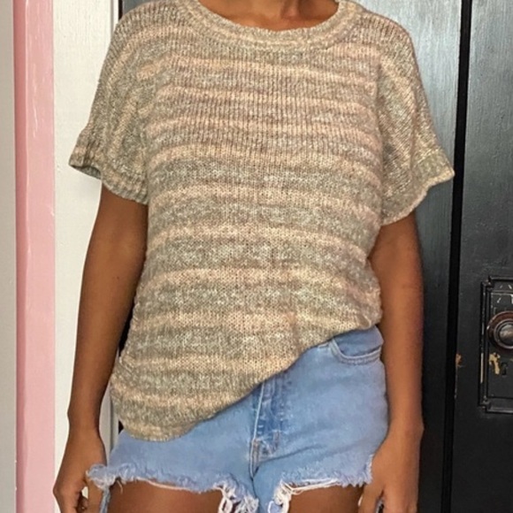 Cable and gauge short sleeve sweater - Picture 1 of 6